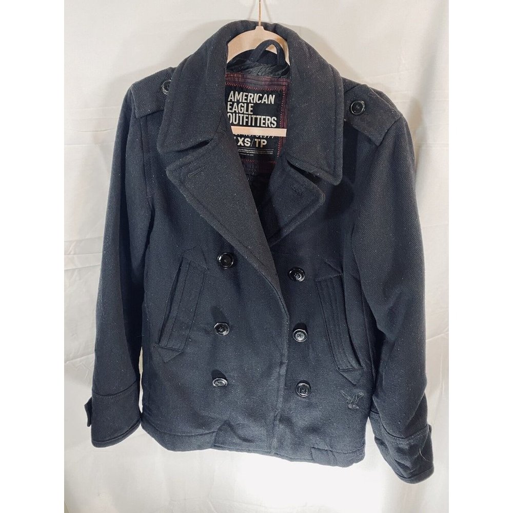 American Eagle Pea Coat Ladies XS Black Double Breasted Insulated Jacket